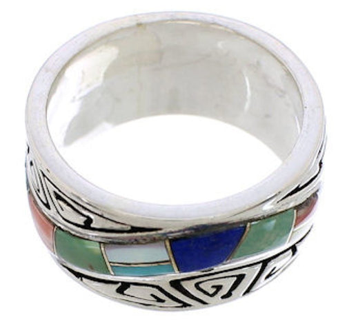 Sterling Silver Jewelry Water Wave Multicolor Ring Size 6-3/4 EX40894